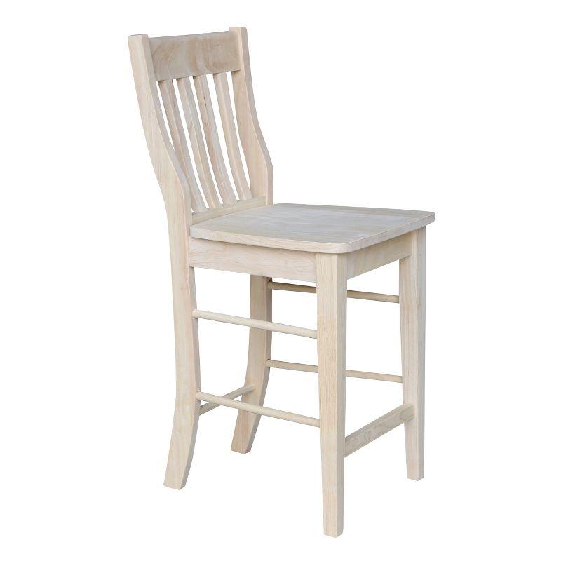 Traditional Unfinished Solid Parawood 24" Cafe Barstool