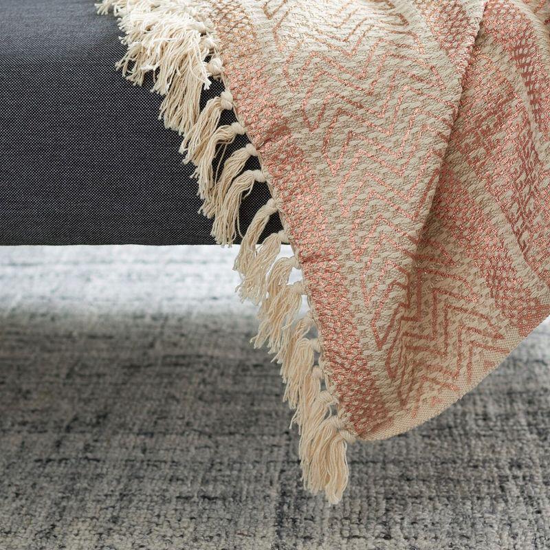 Becks Fringe Throw Blanket - Beige/Pink - 50" x 60" - Safavieh .