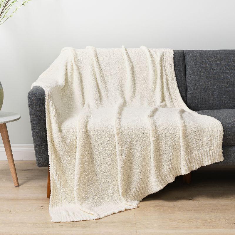 PAVILIA Plush Knit Throw Blanket for Couch Sofa Bed, Super Soft Fluffy Fuzzy Lightweight Warm Cozy All Season