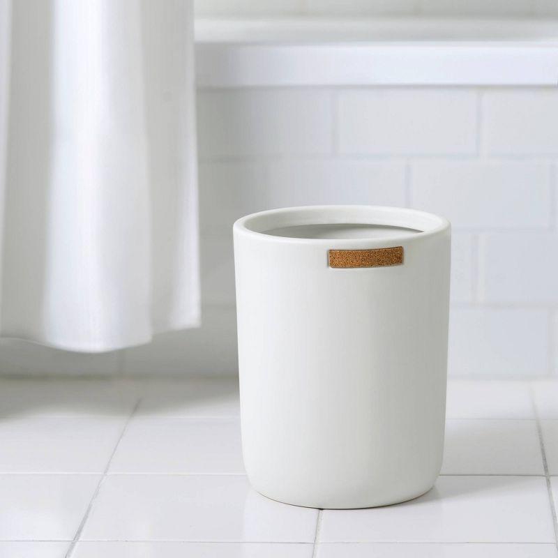 Beringer Wastebasket White - Allure Home Creations: Ceramic, 9.45" High, 1.14 gal, Solid Pattern