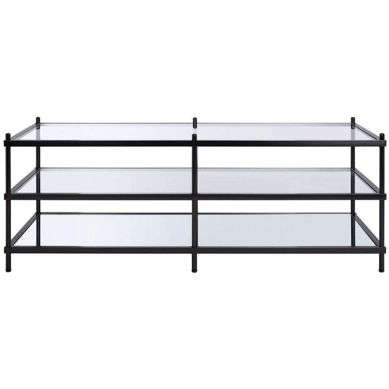 Cathal Glass And Mirror Coffee Table - Black/Glass - Safavieh