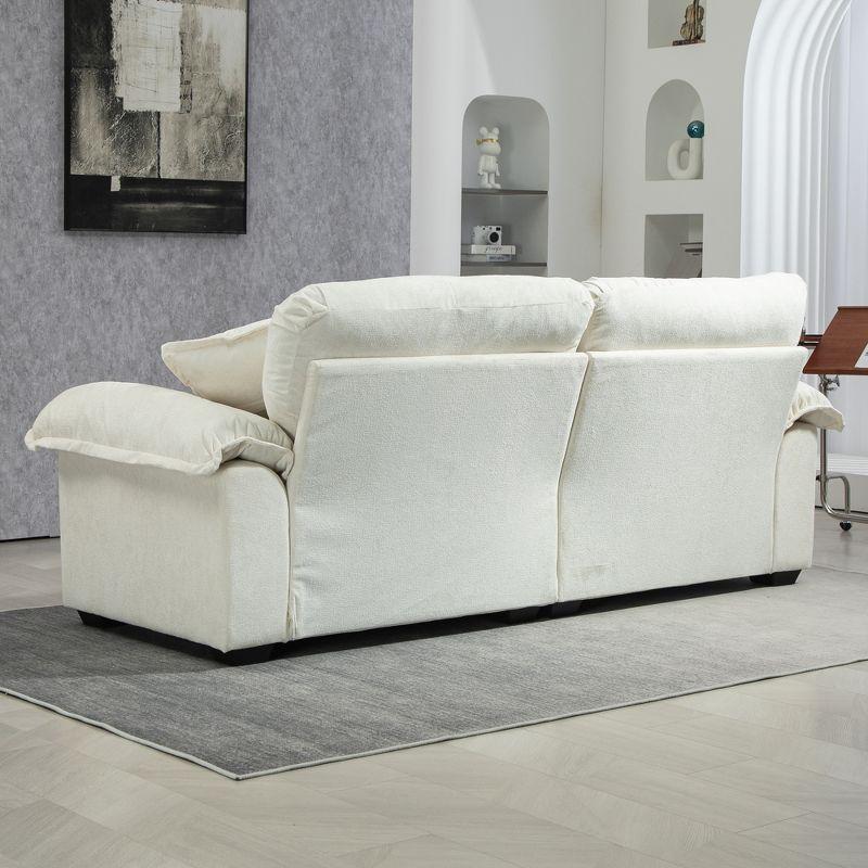 84"W Chenille Upholstered Sofa, Deep Seat Loveseat Couch with 2 Throw Pillows & Memory Foam, Beige - ModernLuxe