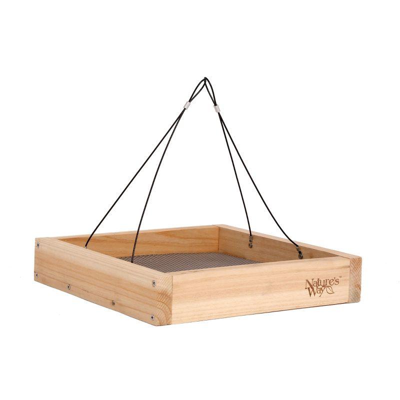 Nature's Way Cedar Tray Bird Feeder: Weather-Resistant Wood, No Assembly, 12x12 Hanging Design