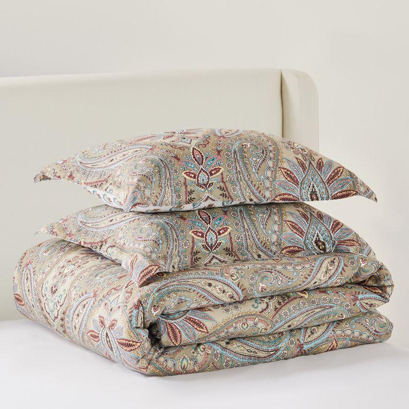 King Blue Cotton Reversible Paisley Comforter Set