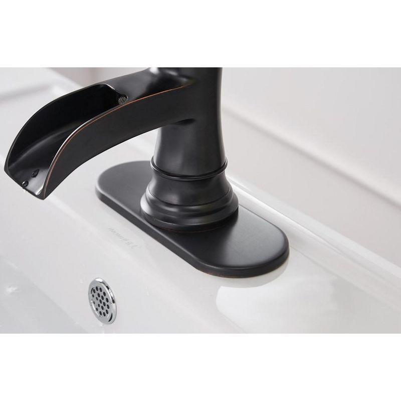 BWE Waterfall Single Hole Single-Handle Low-Arc Bathroom Faucet With Pop-up Drain Assembly