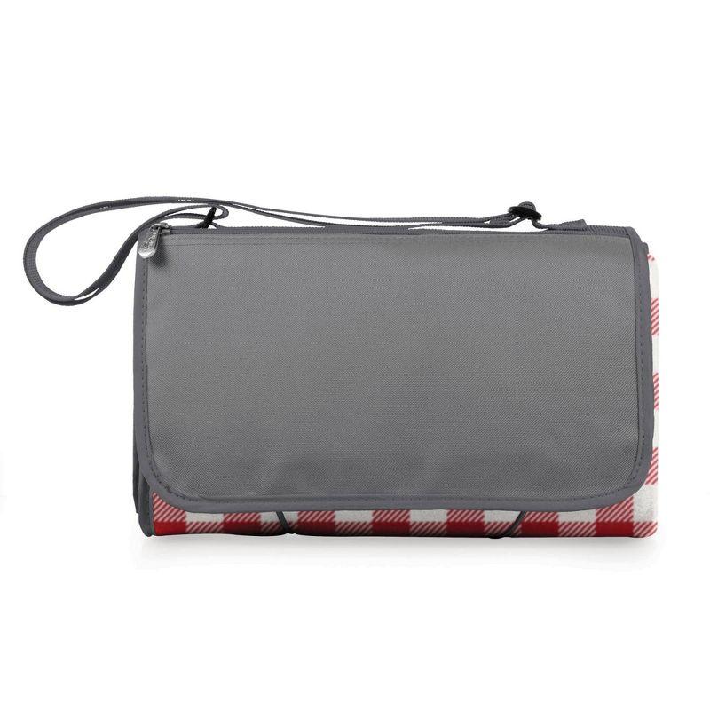 Cozy XL Red Check & Gray Outdoor Picnic Blanket Tote