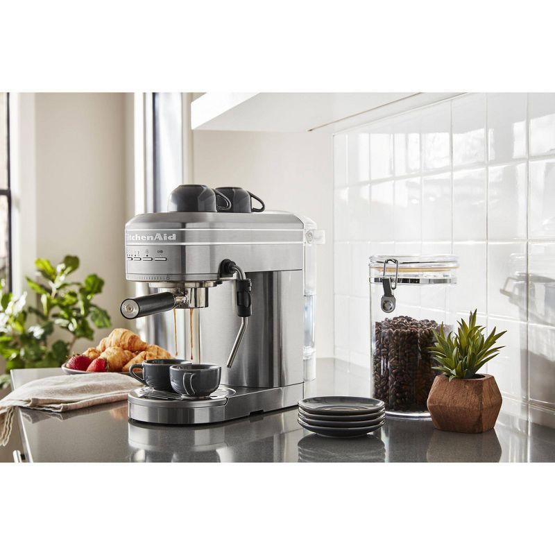KitchenAid Semi-Automatic Espresso Machine - Brushed Stainless Steel: 15 Bars Pressure, Dishwasher-Safe, 47oz Capacity
