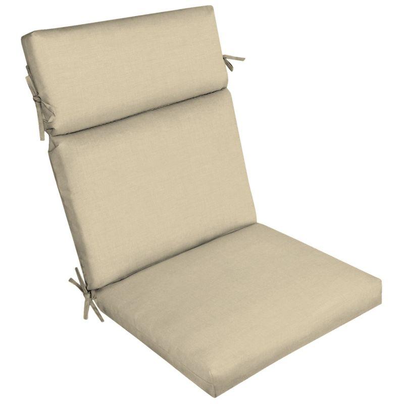 Tan Polyester Outdoor Dining Chair Cushion with Headrest