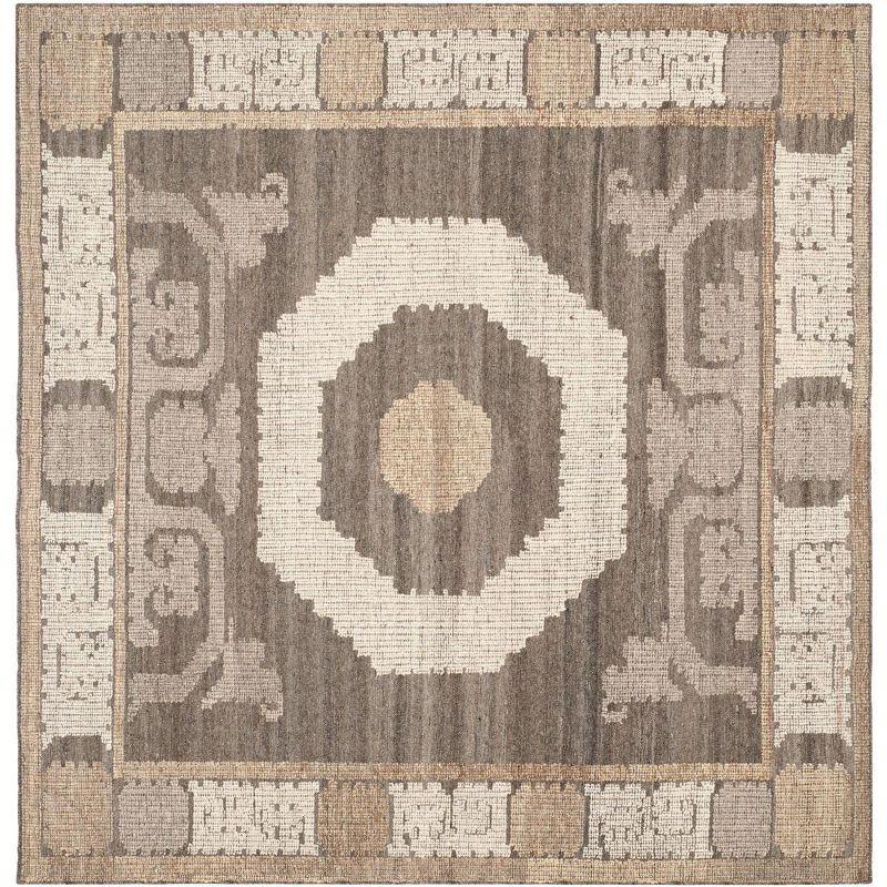 Kenya KNY313 Hand Knotted Area Rug - Ivory/Brown - 7'x7' - Safavieh.