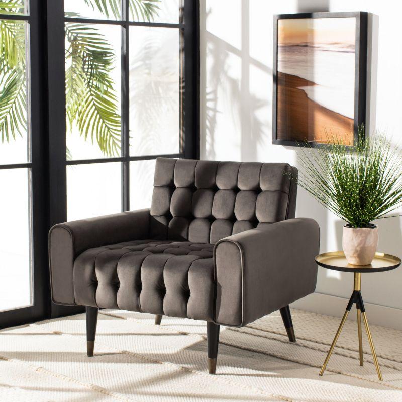 Amaris Tufted Accent Chair - ACH4503 - Shale/Black - Safavieh