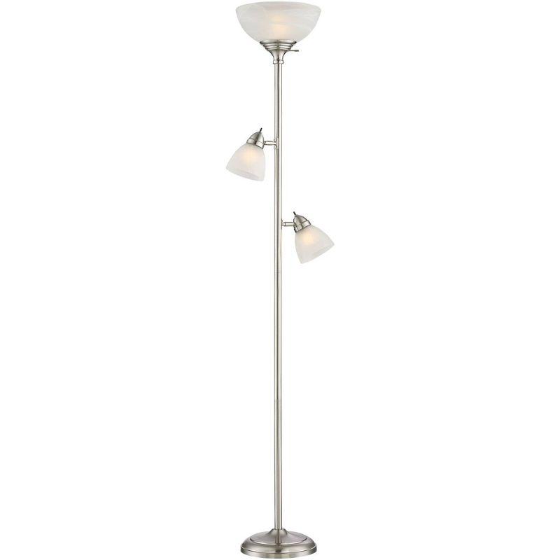 360 Lighting Ellery Modern Torchiere Floor Lamp with Side Lights 72" Tall Brushed Nickel Frosted White Glass Shade for Living Room Reading Bedroom