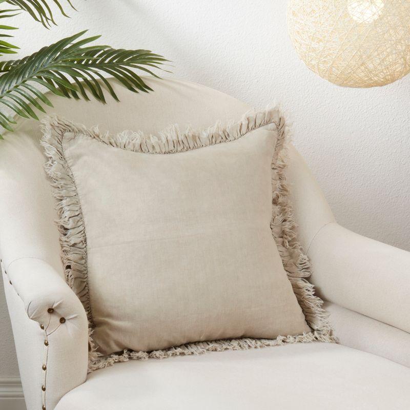 Saro Lifestyle Ruffled Linen Down Filled Throw Pillow