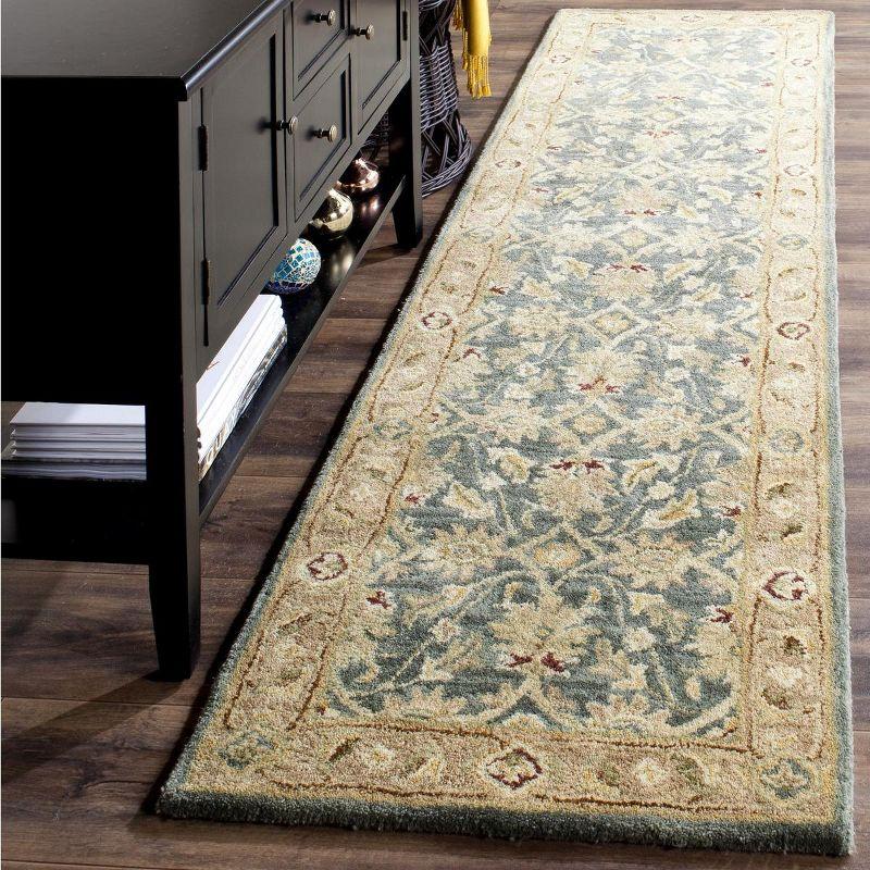 Antiquity Oriental Handmade Wool Teal Blue/Taupe Area Rug