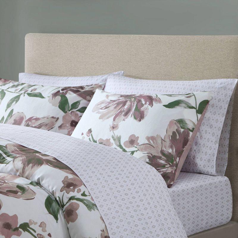 Queen Gray Floral Microfiber Bed in a Bag Set