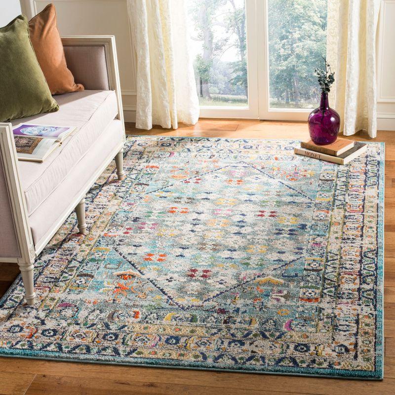 Elysian Bloom Hand-Knotted Blue Floral Synthetic Area Rug - 6'7" X 9'2"