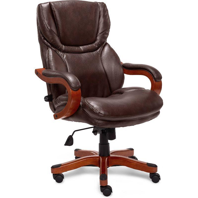 Big and Tall Executive Office Chair with Upgraded Wood Accents - Serta