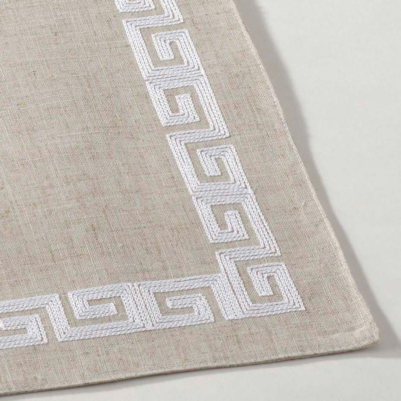 Saro Lifestyle Stitched Greek Key Design Placemat, 13"x19" Oblong, White (Set of 4)