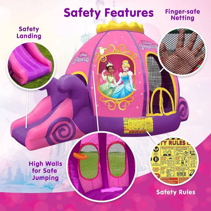 Funormous Disney Princess Carriage Inflatable Outdoor Bounce House with Slide and Ball Pit