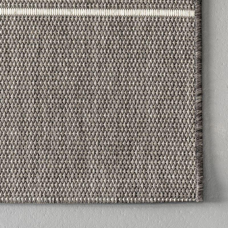 Nuloom Alaina Striped 8 Square Indoor/Outdoor Area Rug for Living Room Patio Deck Front Porch Kitchen, Dark Grey/Ivory