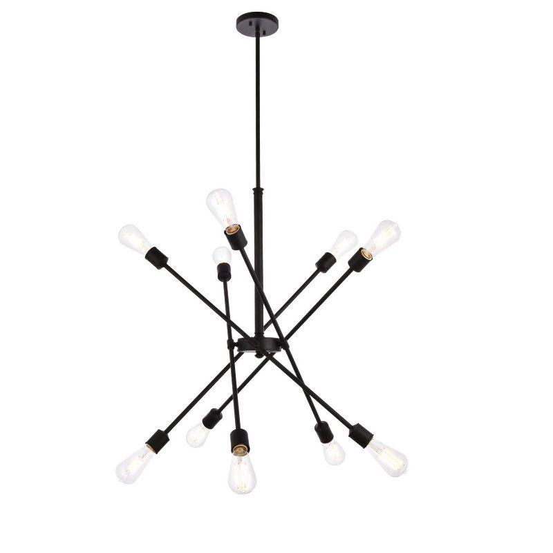 Axel 10-Light Black and Brass Adjustable Chandelier