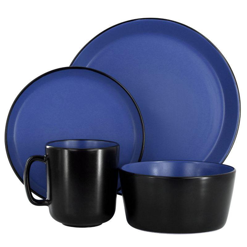 Blue and Black Ceramic 16-Piece Dinnerware Set