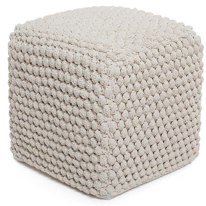 BIRDROCK HOME Bud Pouf Foot Stool Ottoman - Natural