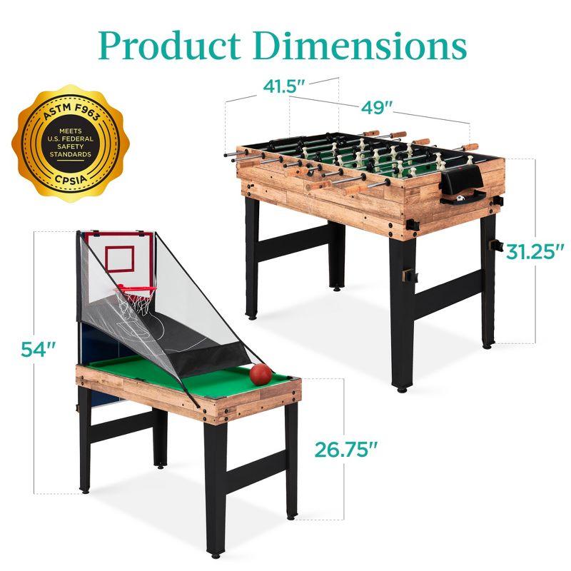 Best Choice Products 13-in-1 Combo Game Table Set w/ Ping Pong, Foosball, Basketball, Hockey, Archery - Natural