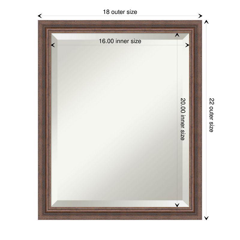 Amanti Art Distressed Rustic Brown Beveled Wood Bathroom Wall Mirror 22.5 x 18.5 in.