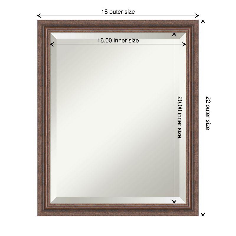 Distressed Rustic Brown Beveled Wood Bathroom Vanity Mirror