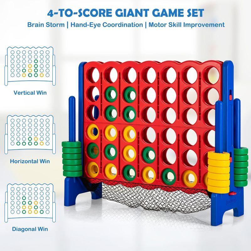 Costway 4-to-Score Giant Game Set 4-in-a-Row Connect Game W/Net Storage for Kids & Adult
