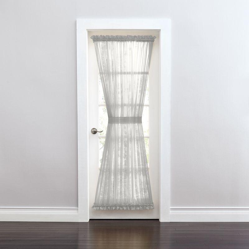 BrylaneHome BH Studio Sheer Voile Door Panel With Tiebacks - 60" W 63" L, Silver