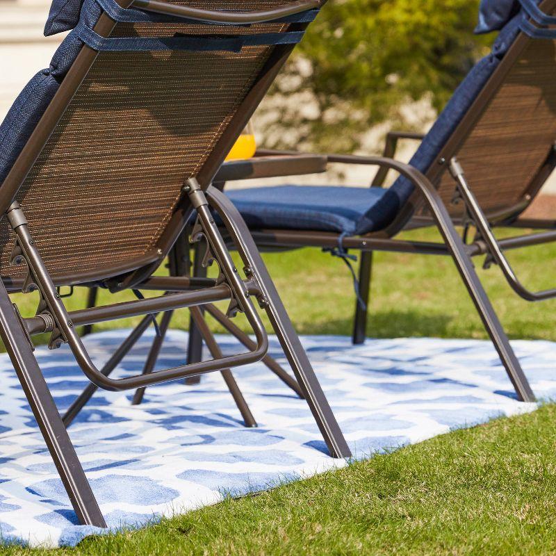 3pc Outdoor Metal Chaise Lounge Set Blue - Patio Festival: Powder-Coated Steel Frame, UV-Resistant