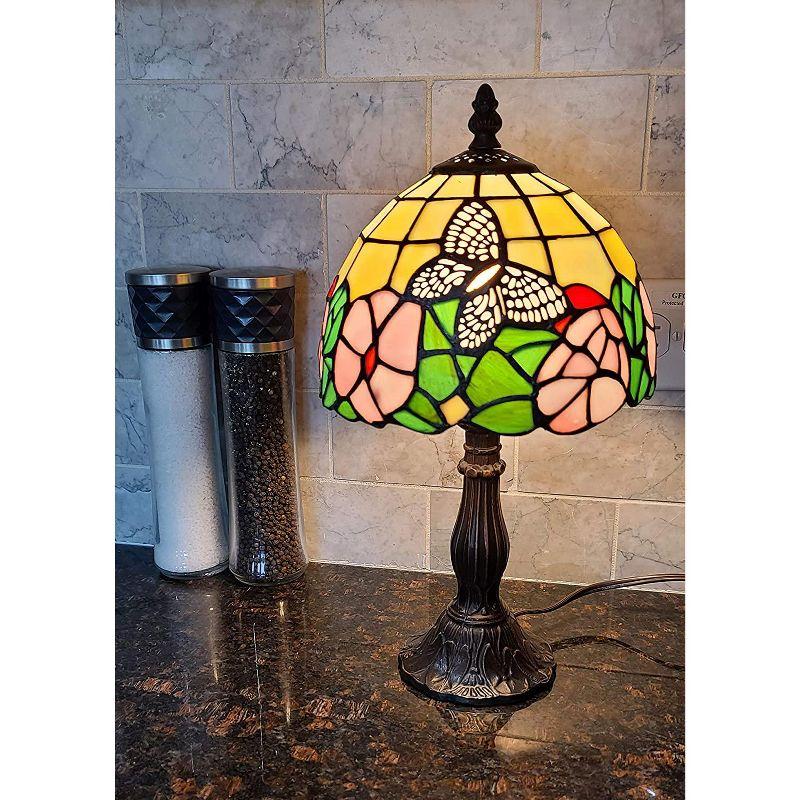Amora Lighting Tiffany Style Floral Mini Table Lamp 15 Inch High