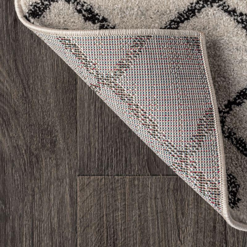 2'x8' Aksil Moroccan Beni Souk Runner Rug, Cream/Black - JONATHAN Y