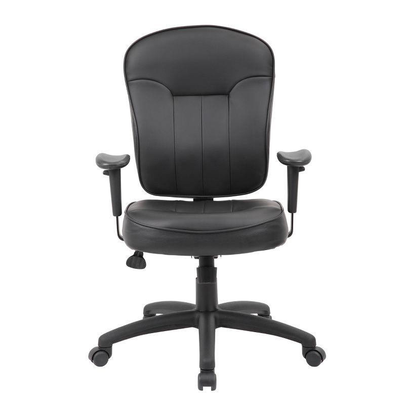 Leather Task Chair with Adjustable Arms Black - Boss Office Products