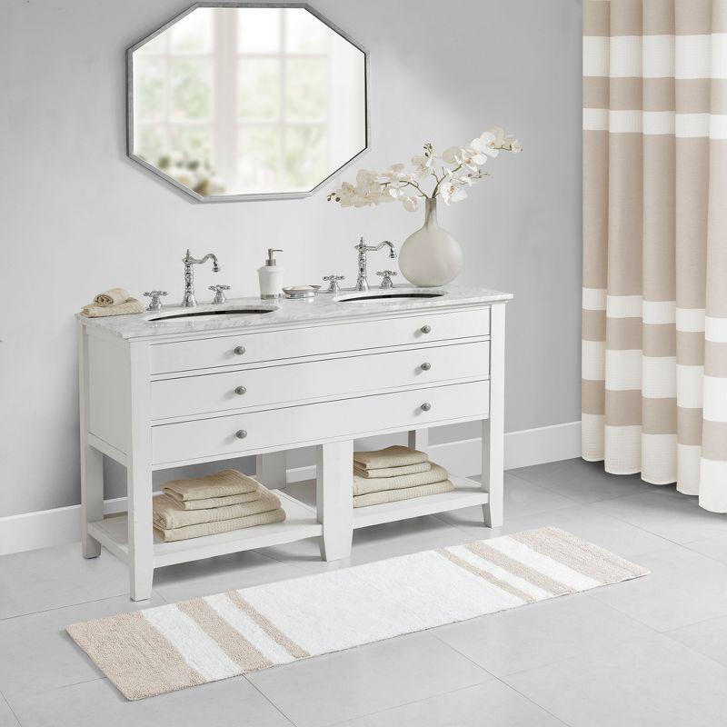 24"x72" Spa Cotton Reversible Bath Rug Taupe Brown: Madison Park, Tufted, Machine Washable, OEKO-TEX Certified