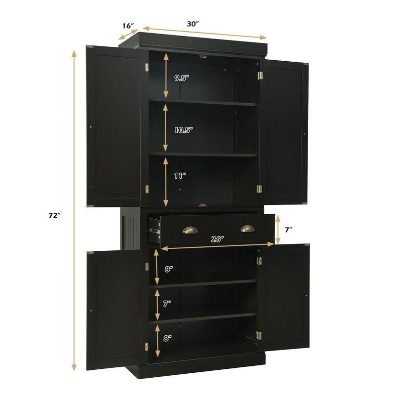Costway Kitchen Cabinet Pantry Cupboard Freestanding with Shelves Espresso