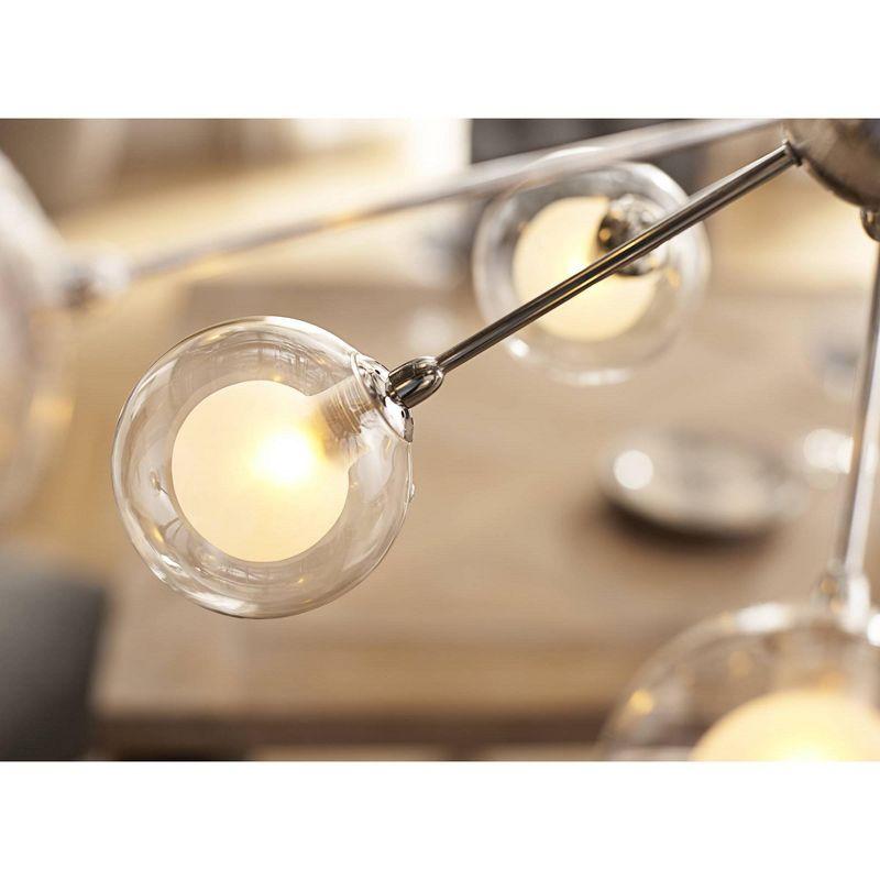 Possini Euro Design Spheres Chrome Chandelier 30" Wide Mid Century Modern Sputnik Glass Shade 15-Light Fixture for Dining Room House Kitchen Island