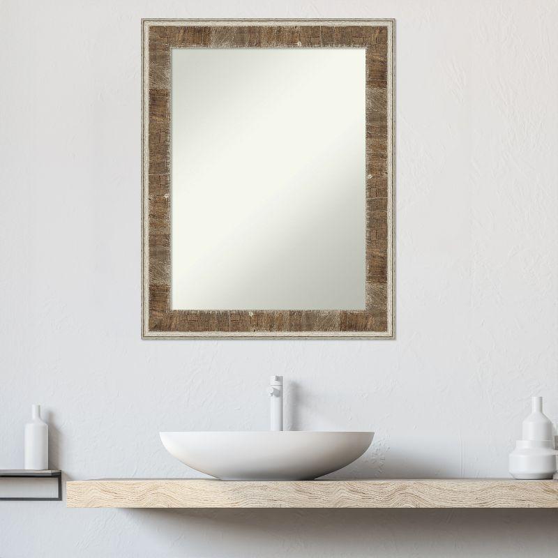 Amanti Art Farmhouse Brown Narrow Non-Beveled Wood Bathroom Wall Mirror 28.75 x 22.75 in.