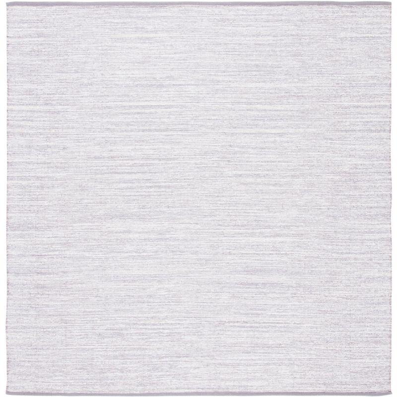 Casual Gray 72'' Square Hand-Woven Cotton Area Rug