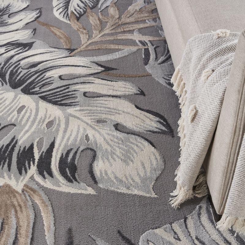 Pompeii Tropical Palms 8' x 10' Gray Synthetic Area Rug