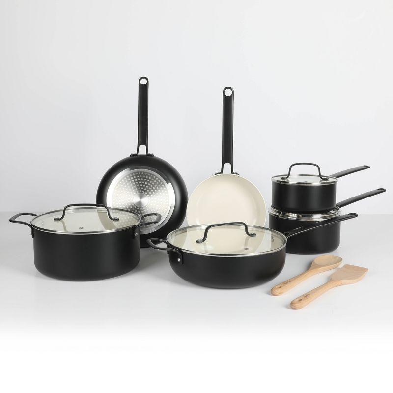 Emmeline 12-Piece Black Nonstick Aluminum Cookware Set