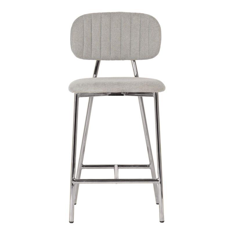 Ariana Gray Linen Counter Stool (Set of 2) - Silver Legs