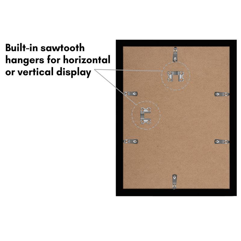 Americanflat 5 Pack of 9x12 Frames with 6x8 Mat - Plexiglass Cover - Black