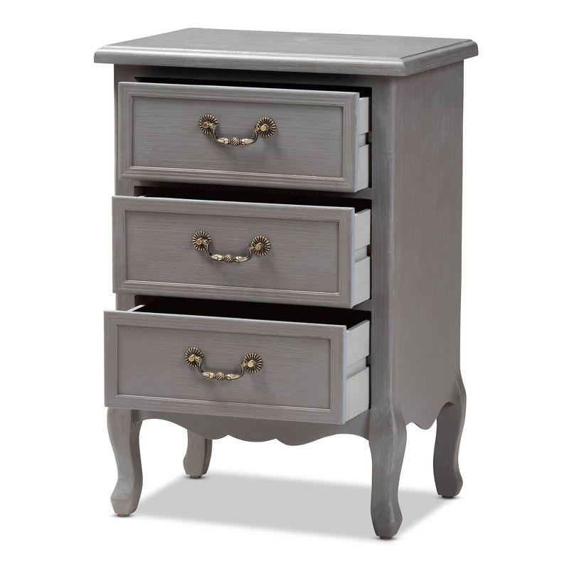 3 Drawer Capucine Finished Wood Nightstand Gray - Baxton Studio