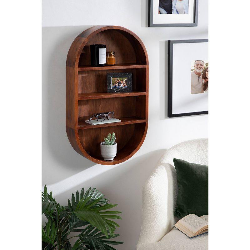 Minx Oval Solid Mango Wood Accent Wall Shelf