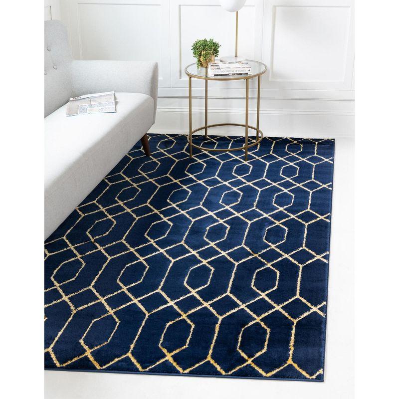 Glam Navy Blue Gold Area Rug
