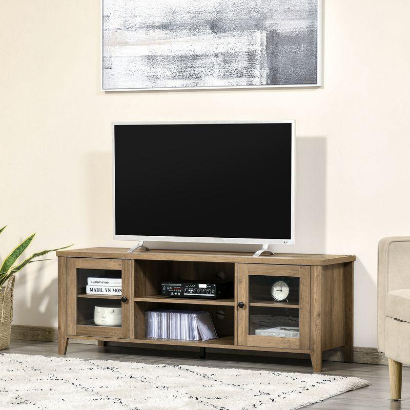 HOMCOM Modern TV Stand, Entertainment Center with Shelves and Cabinets for Flatscreen TVs up to 60" for Bedroom, Living Room