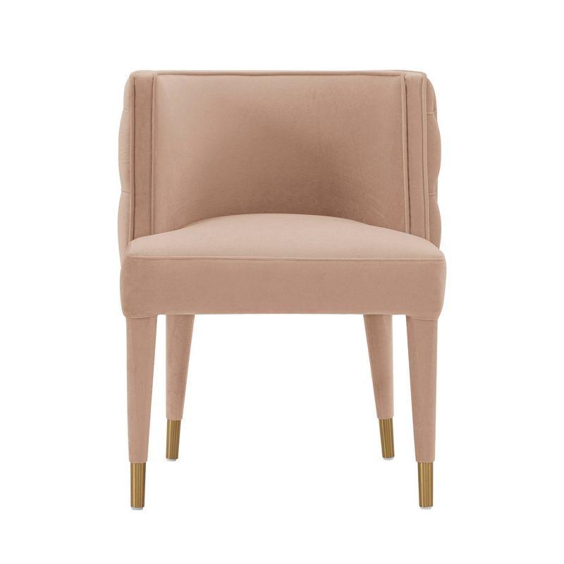 Blush Velvet Tufted Upholstered Dining Chair with Gold Tips