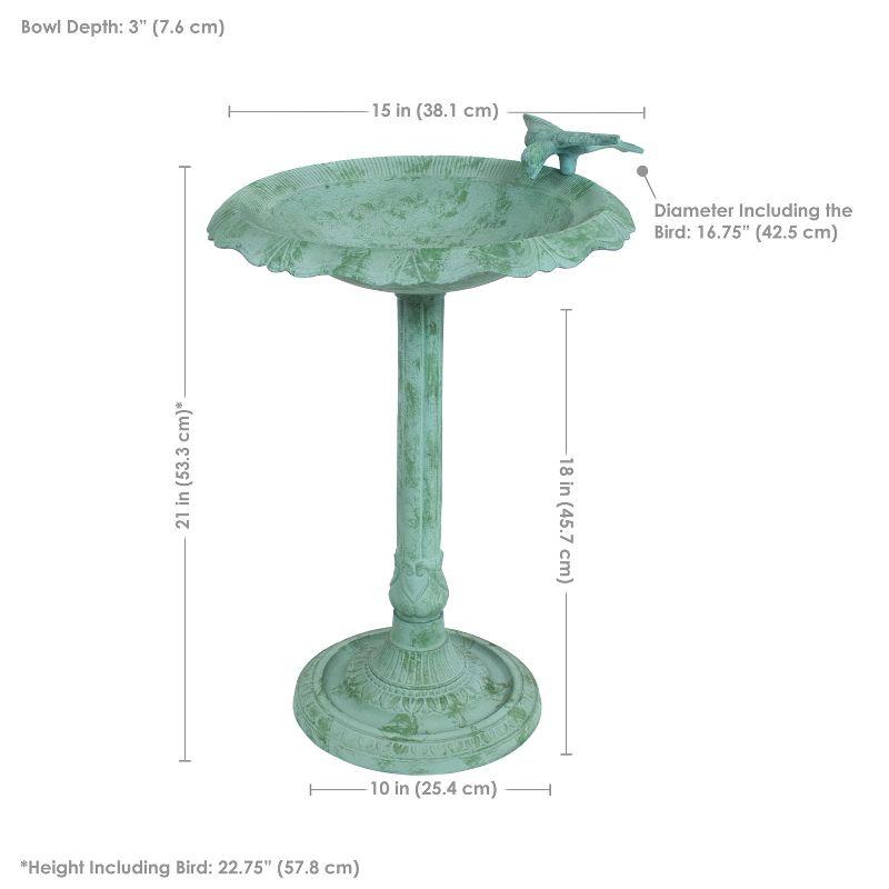Garden Visitor Freestanding Cast Aluminum Outdoor Bird Bath